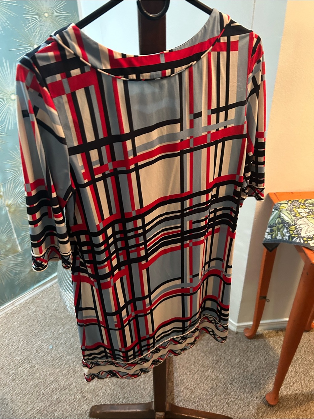 BCBGMaxAzria Multicolor Striped Plaid Top in Red, Light Blue, Black, White